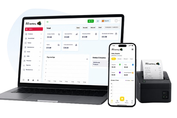 AIventory en computadora, teléfono y punto de venta